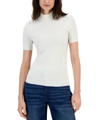 HUGO - Women's Solid Short Sleeve Turtleneck Sweater