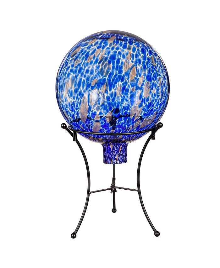 Evergreen 10" Art Glass Royal Confetti Gazing Ball with Stand Garden and Yard Decor Macy's