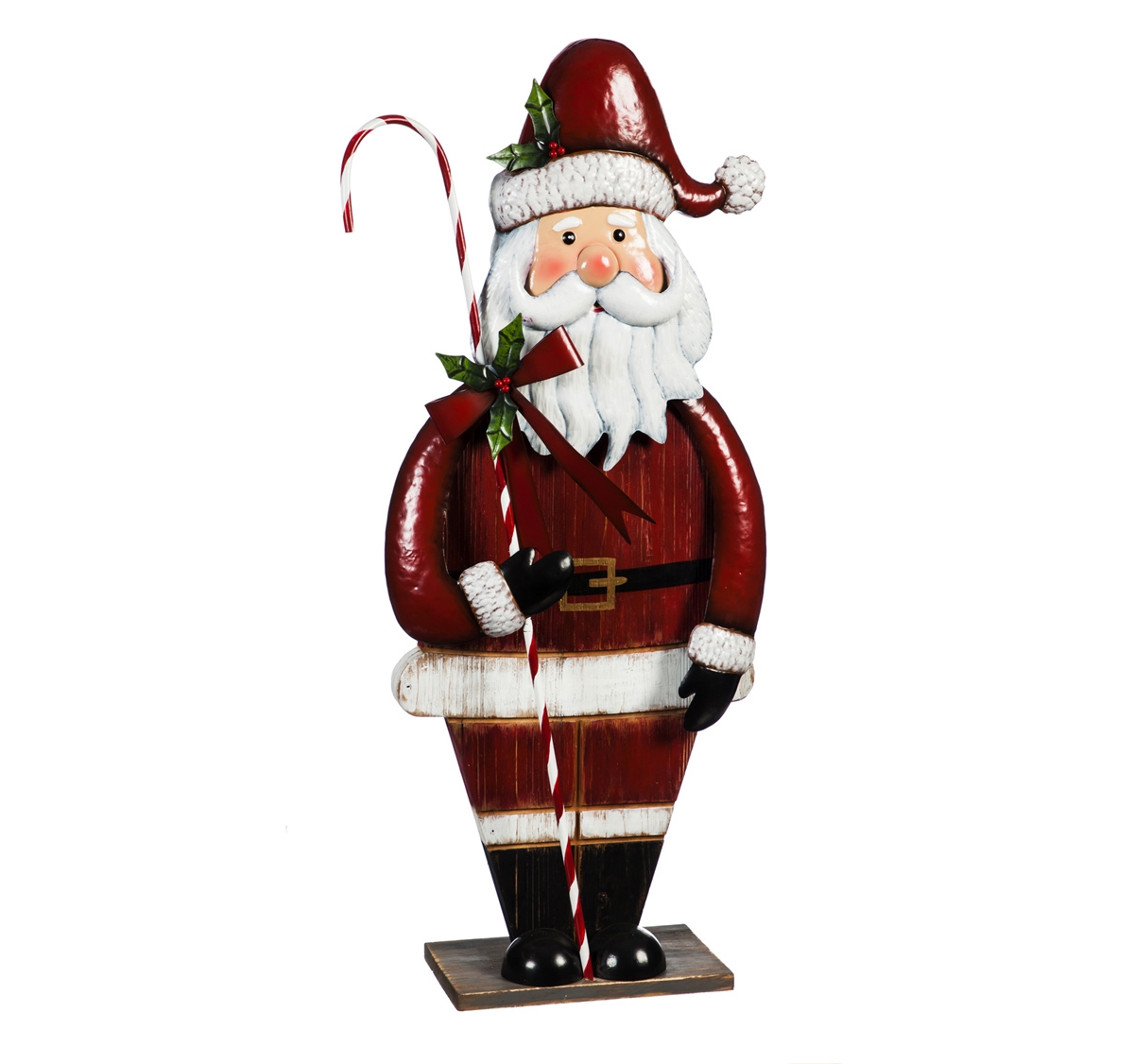 Evergreen 40"h Metal And Wood Santa Statuary Indoor Outdoor Christmas Decor In Multicolored
