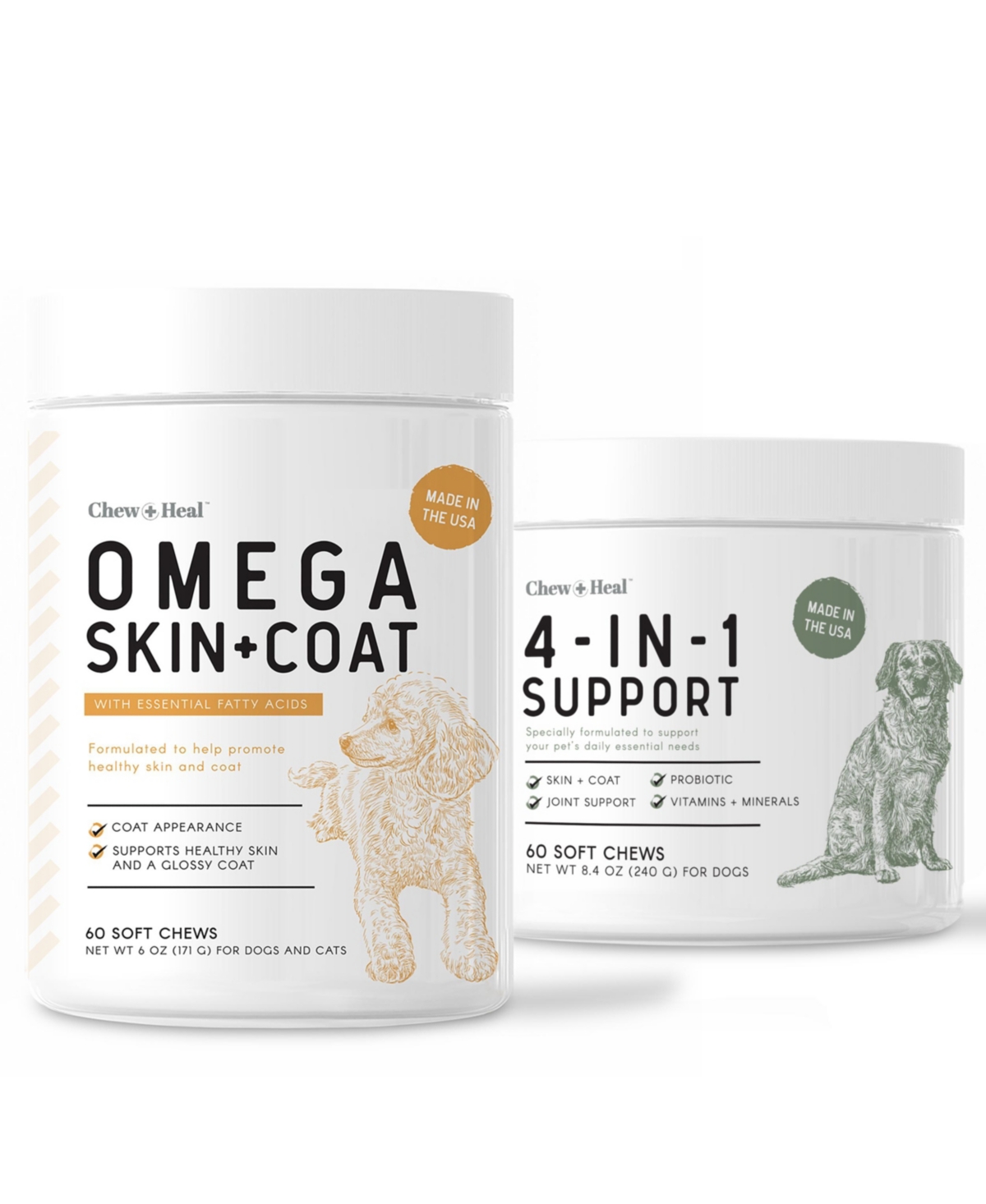 MaxProtect Omega Skin + Coat, Dog Supplement & Multivitamin, Improve Joints, Digestion, Skin & Fur - 120 Delicious Total Chews