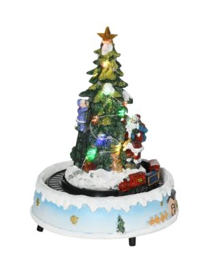 HOMCOM Animated Christmas Village Scene Rotating Train and Santa