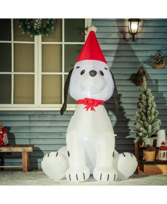 6ft Tall Lighted Inflatable Christmas Dog Santa Hat Yard Decor