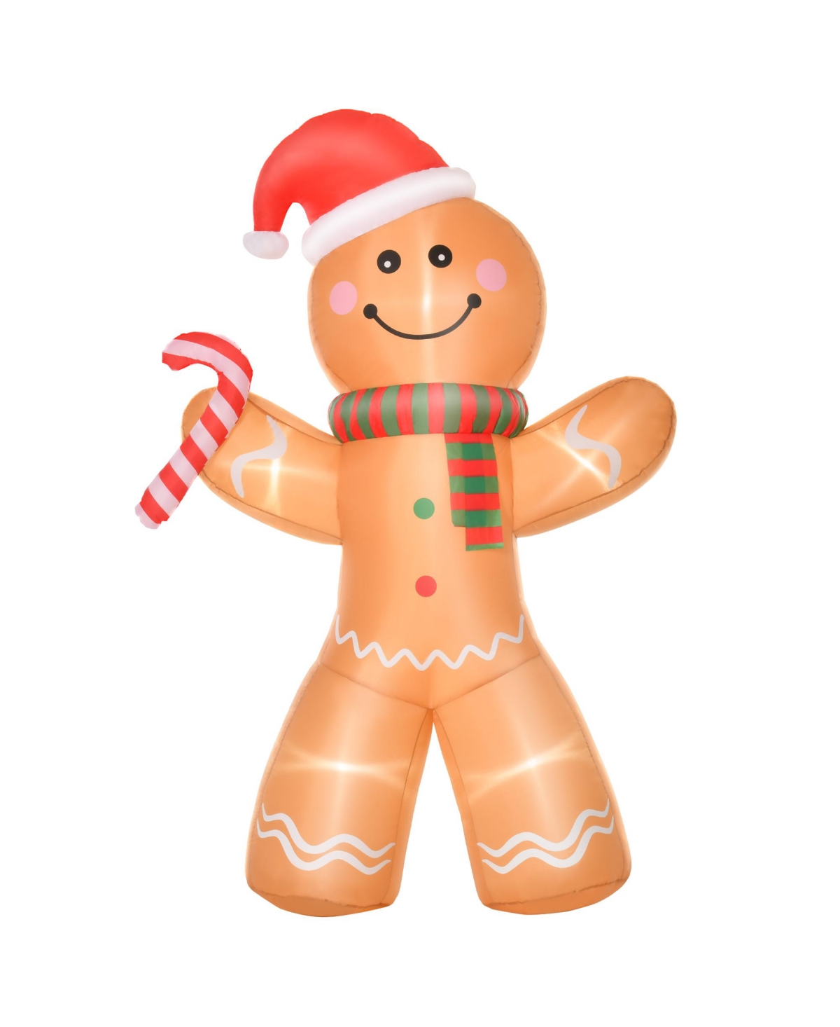8 ft Inflatable Gingerbread Man Outdoor Holiday Display w/ Led Lights - Brown