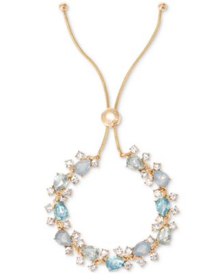 Charter Club - Gold-Tone Crystal & Pear-Shape Stone Slider Bracelet