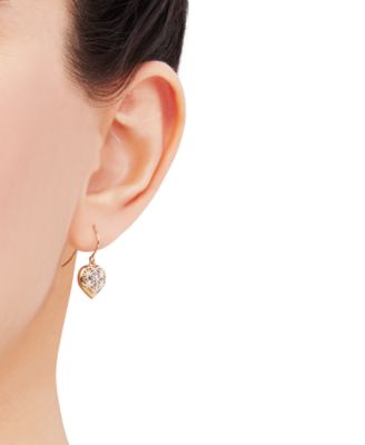 Openwork Heart Drop Earrings in 10k Gold, Created for Macy's