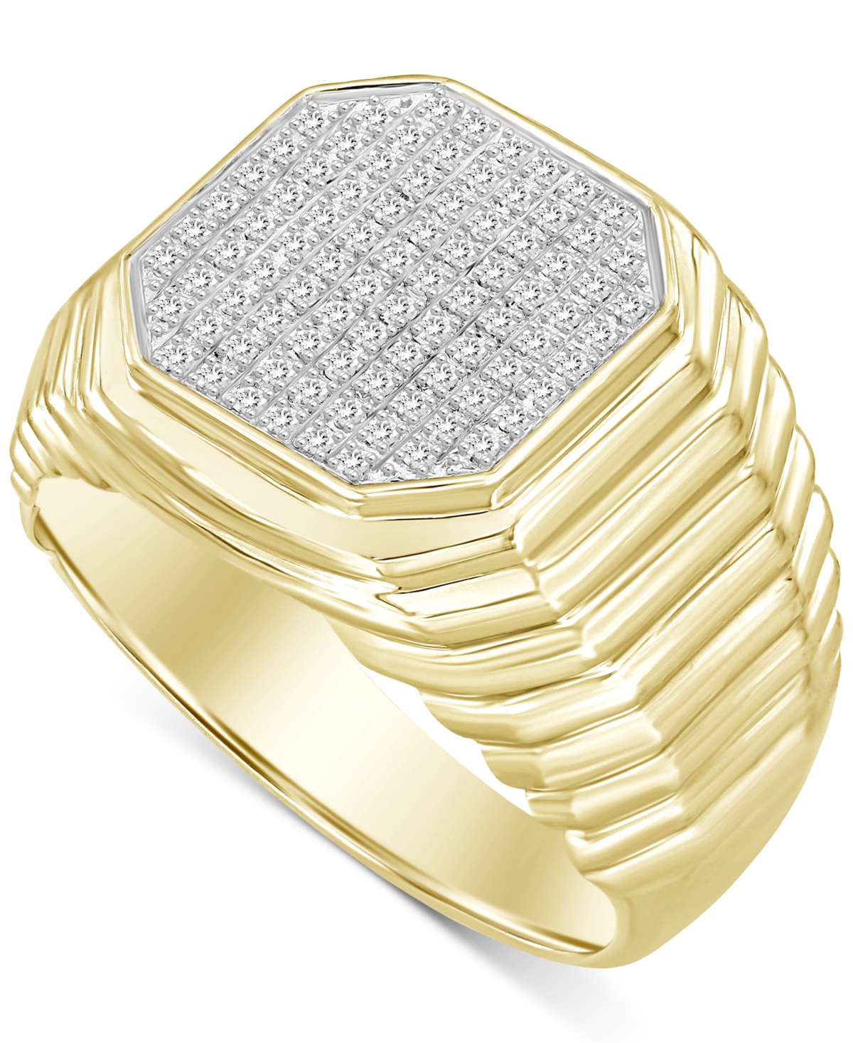 Macy's Men's Diamond Octagon Cluster Ring (1/4 Ct. T.w.) In 10k Gold In K Yellow Gold