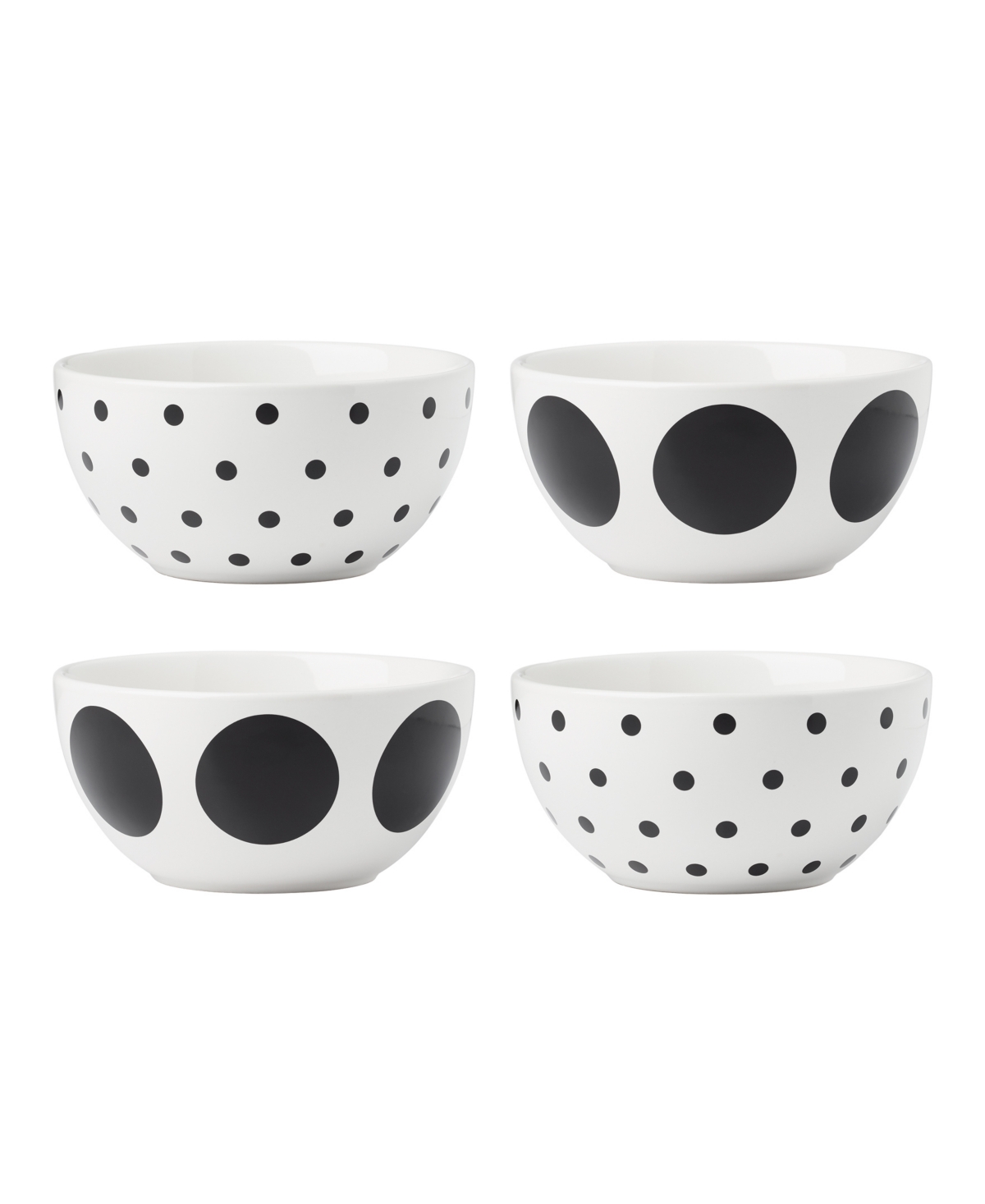 on the Dot Assorted All-Purpose Bowls 4 Piece Set, Service for 4 - White