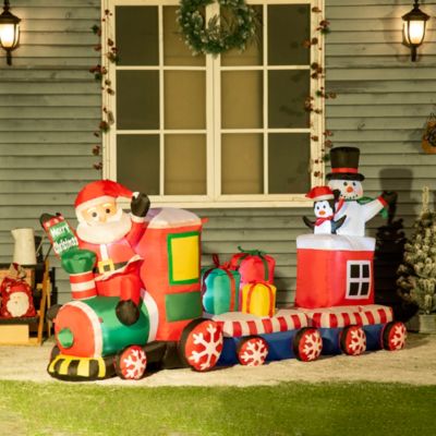 8' Inflatable Christmas Train W/ Santa Claus Snowman Penguin