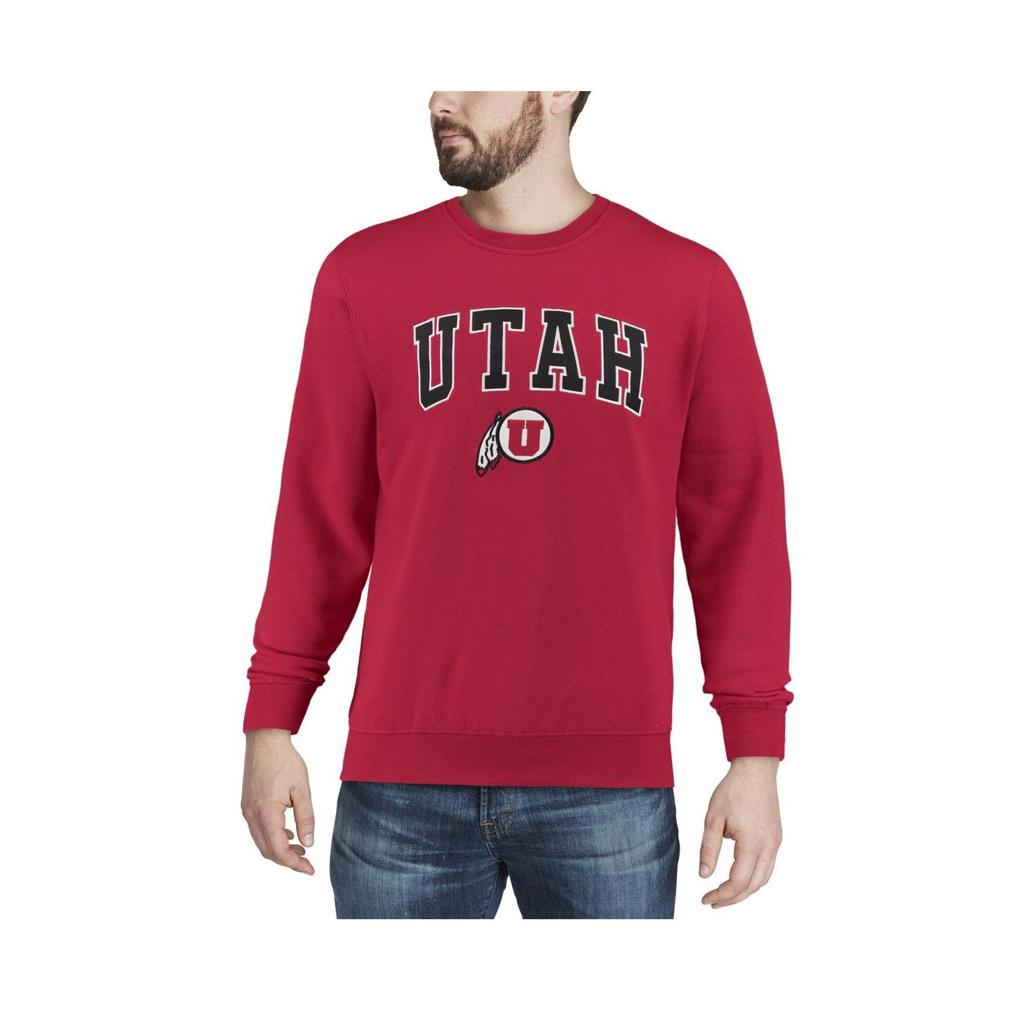 Men's Utah Utes Arch and Logo Crew Neck Sweatshirt