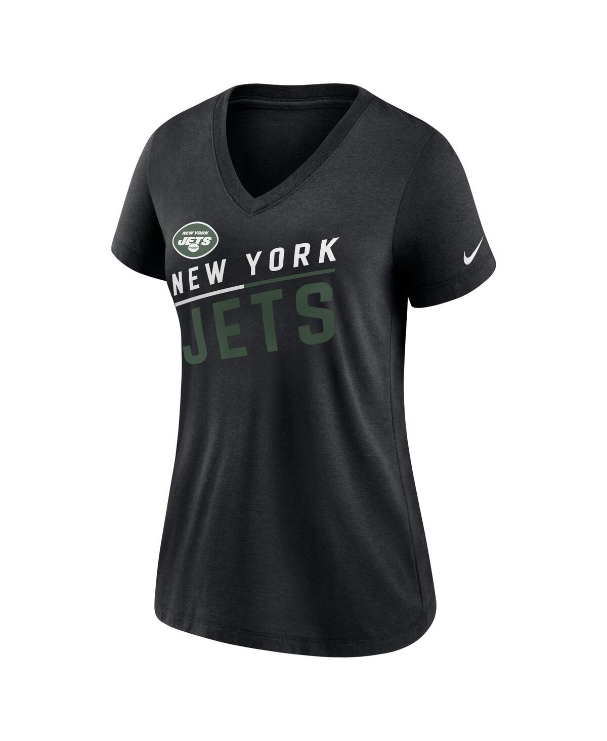 Shop Nike Women's  Black New York Jets Slant Logo Tri-blend V-neck T-shirt