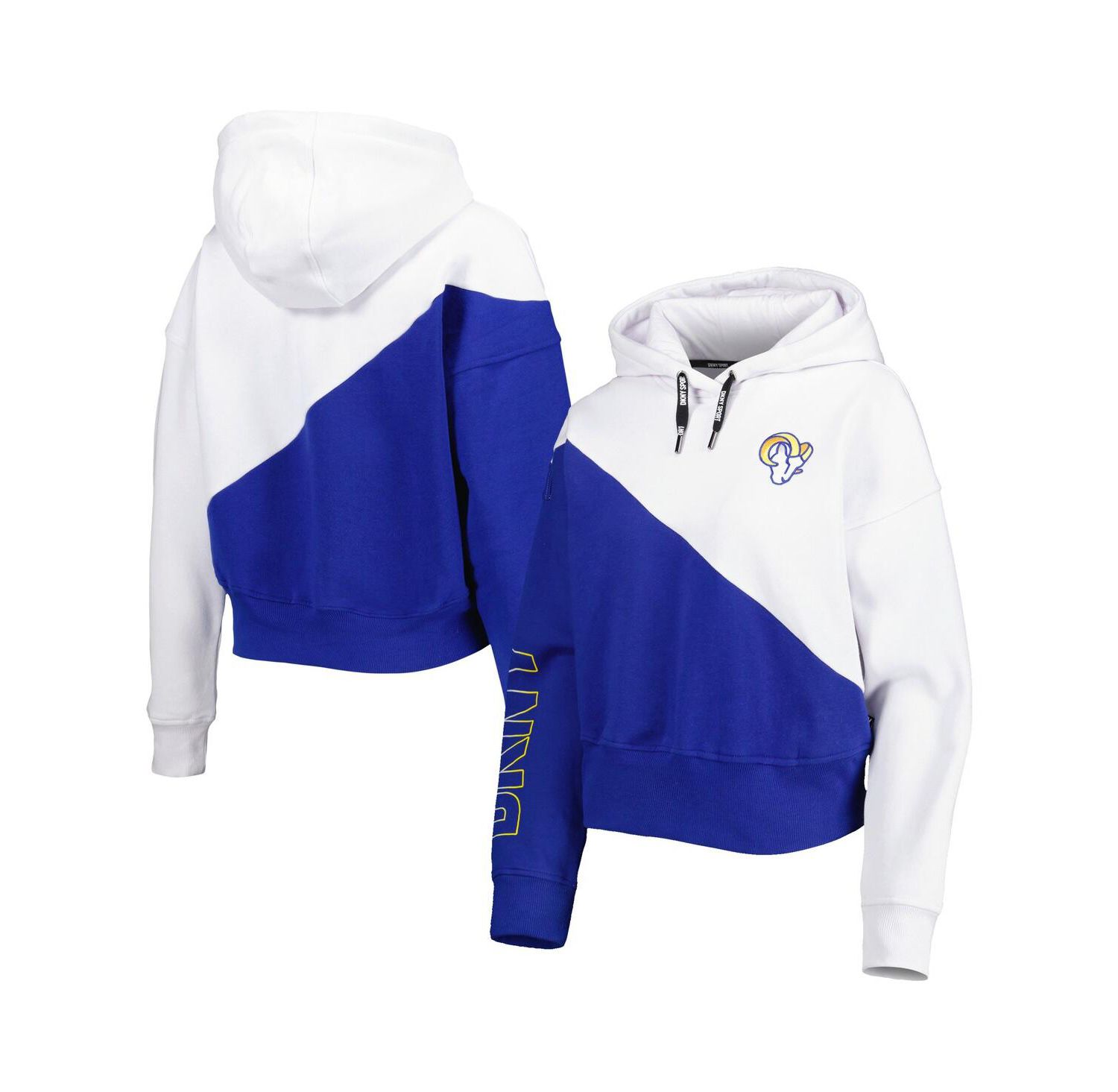 Women's White and Royal Los Angeles Rams Bobbi Color Blocked Pullover Hoodie