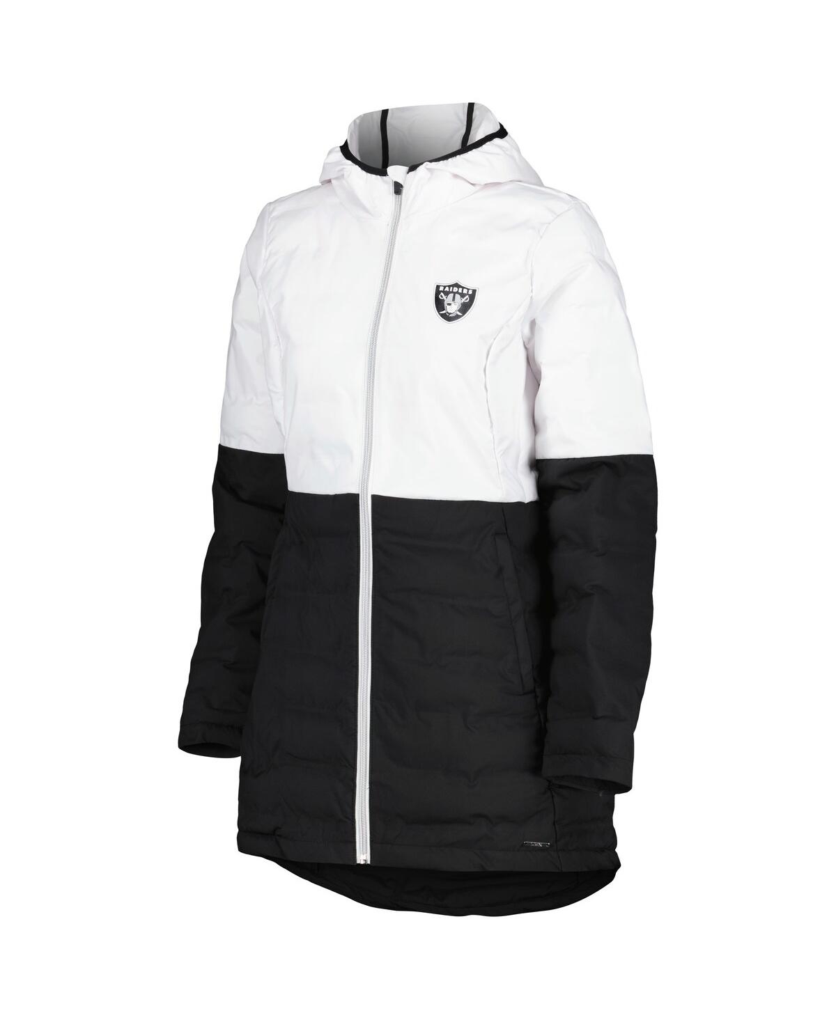 Shop Msx By Michael Strahan Women's  White, Black Las Vegas Raiders Willow Quilted Hoodie Full-zip Jacket In White,black