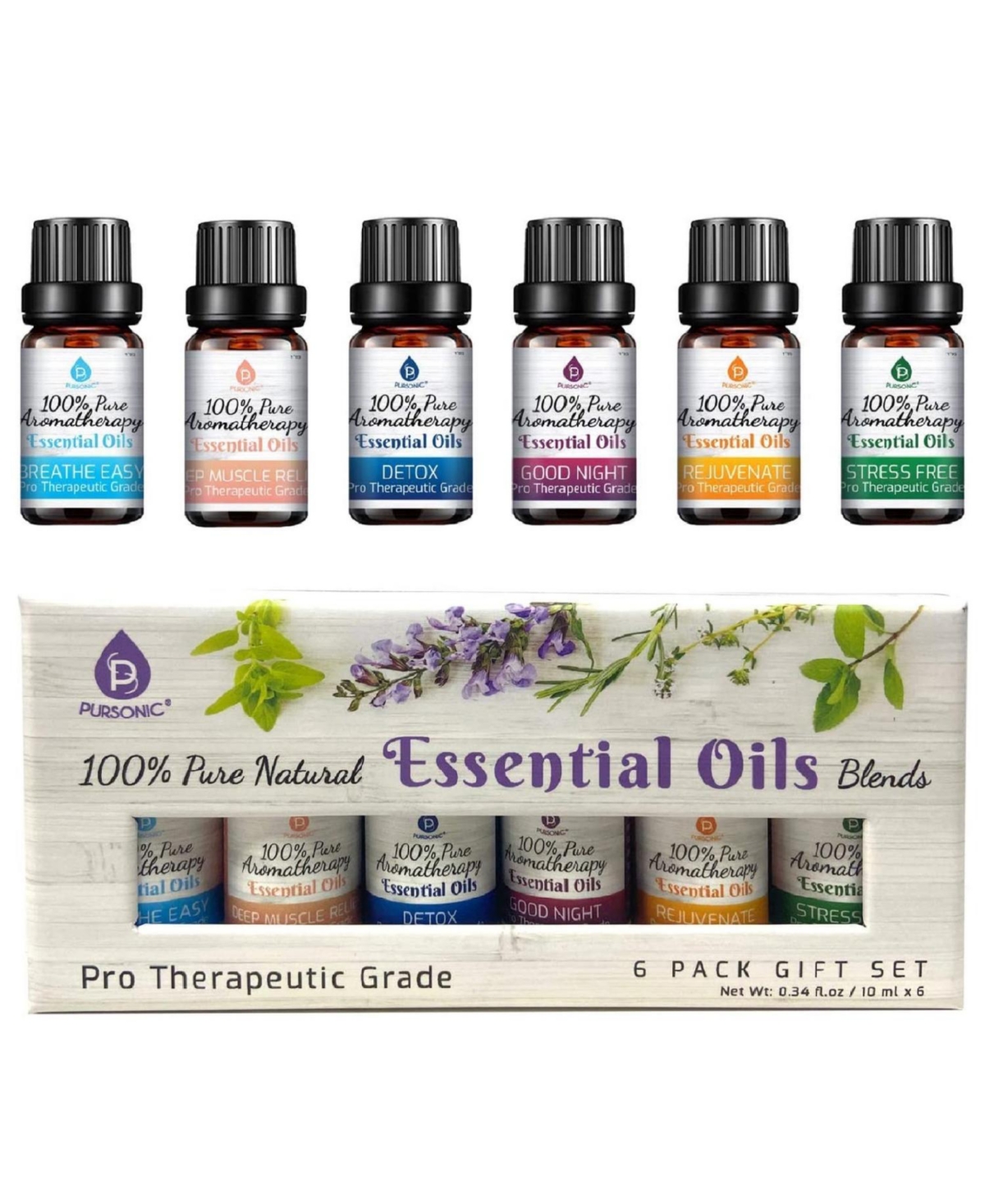 6 Pack of 100% Pure Essential Aromatherapy Oils Blends - Natural