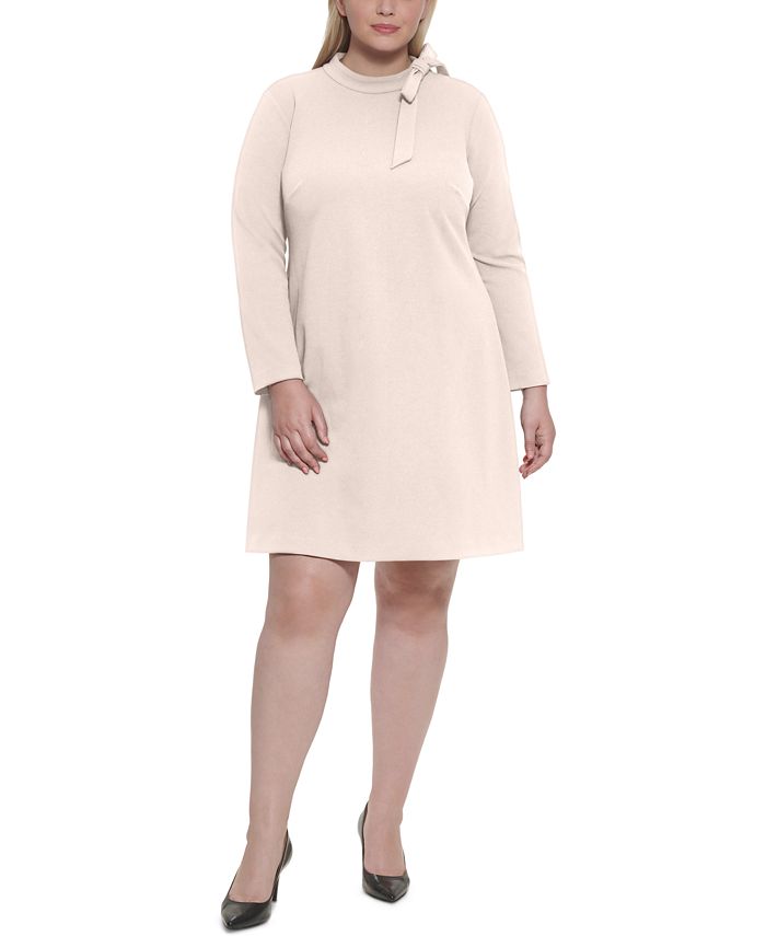 Calvin Klein Plus Size Tie-Neck Long-Sleeve Scuba Crepe Dress & Reviews -  Dresses - Plus Sizes - Macy's