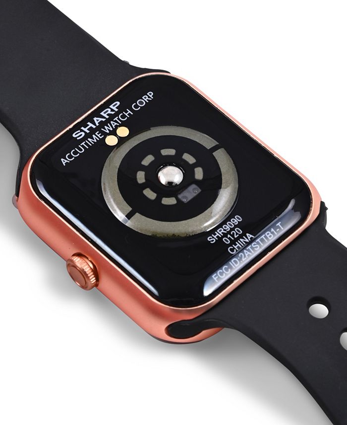 Sharp Unisex Rose Gold Tone and Black Silicone Smart Watch 38mm