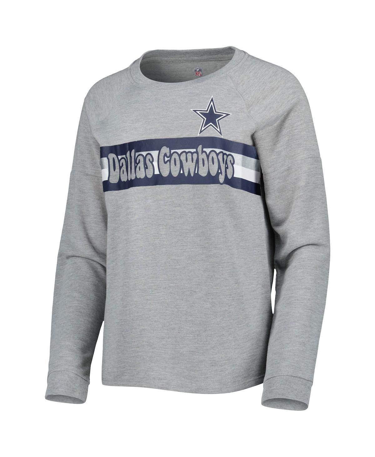 Juniors Boys and GirlsDallas Cowboys All Striped Up Raglan Long Sleeve T-shirt - Heathered Gray