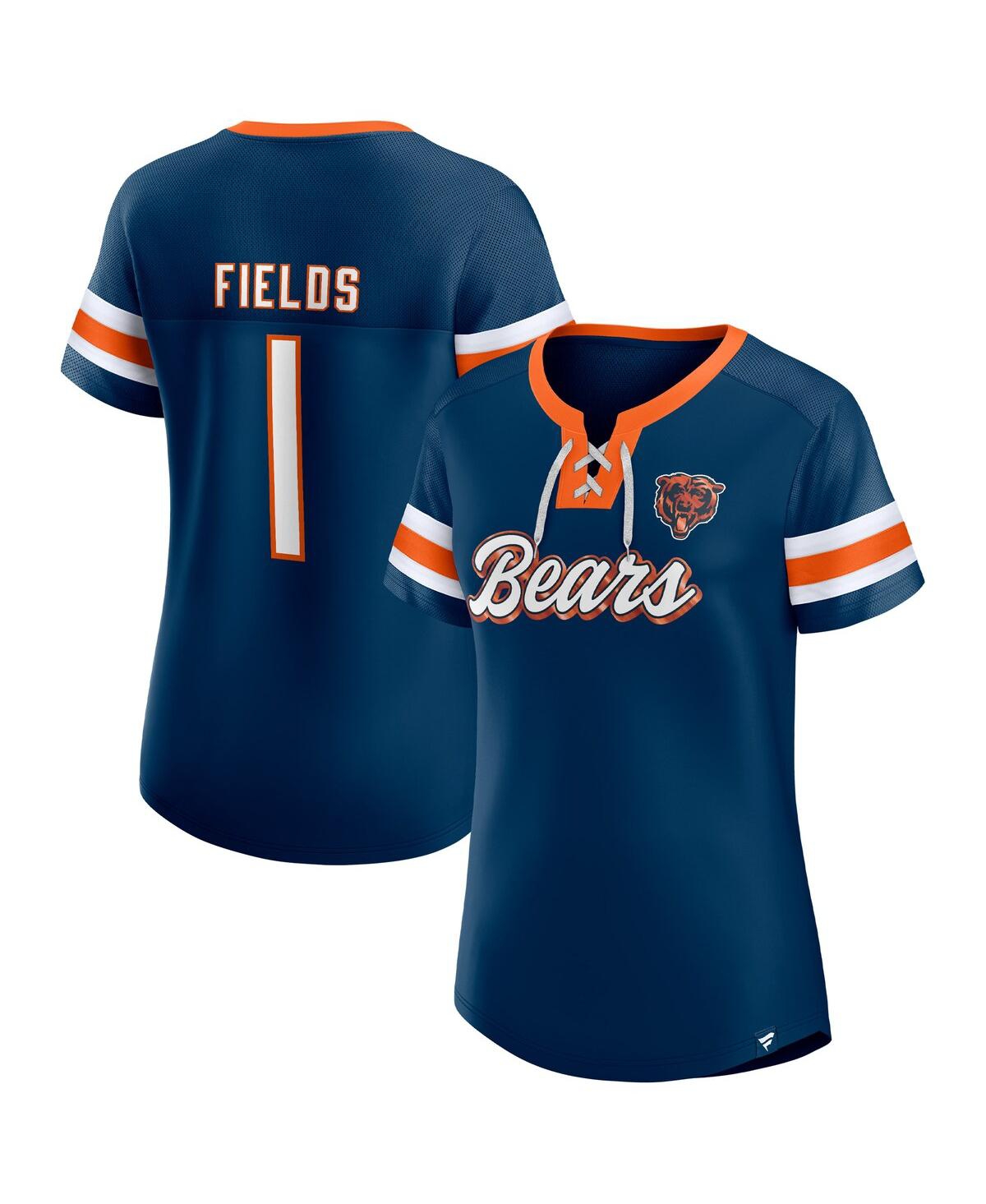 Fanatics Women's Navy Chicago Bears Play Script Lace-up T-shirt In Navy
