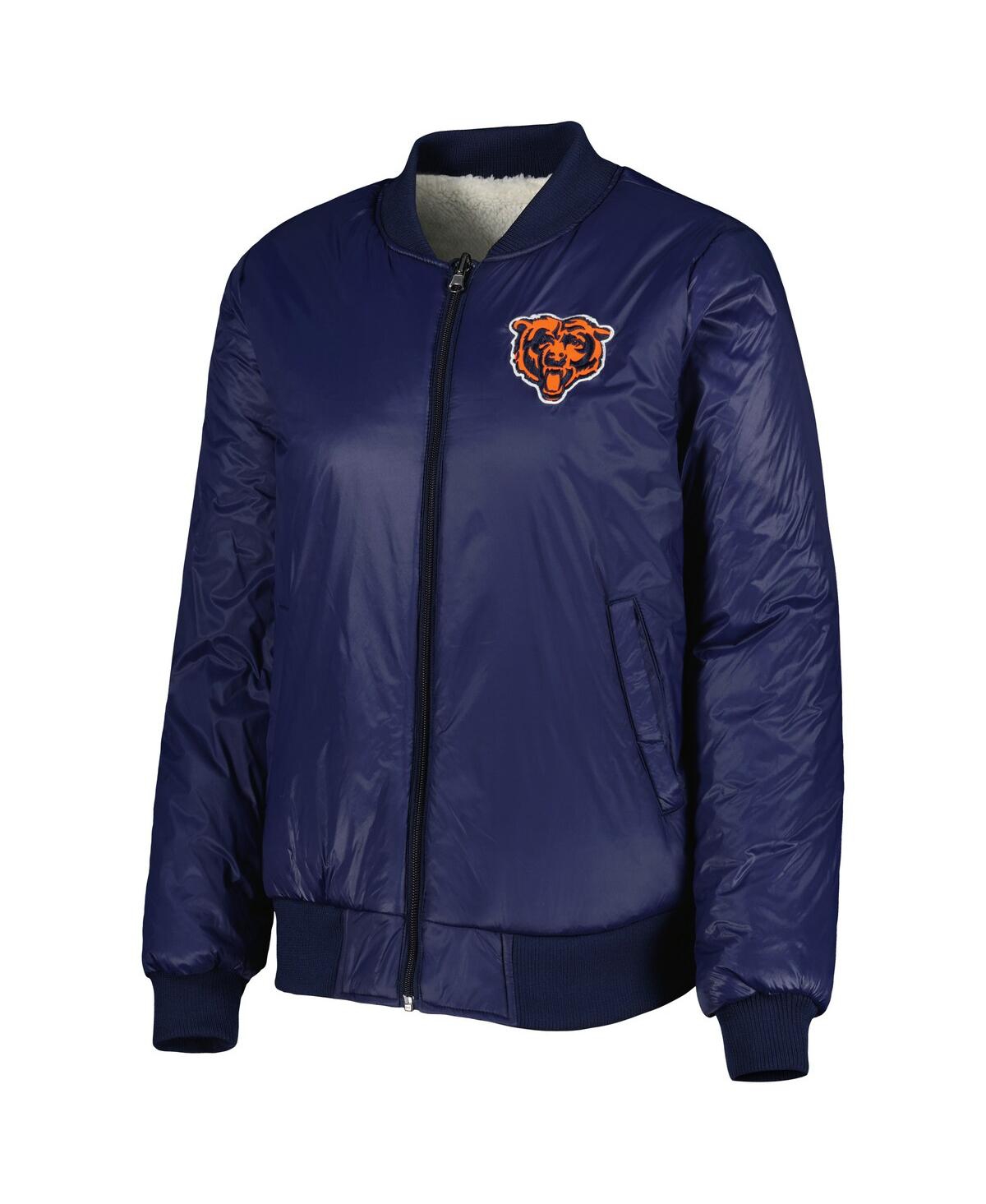 Shop G-iii 4her By Carl Banks Women's  Oatmeal, Navy Chicago Bears Switchback Reversible Full-zip Jacket In Oatmeal,navy