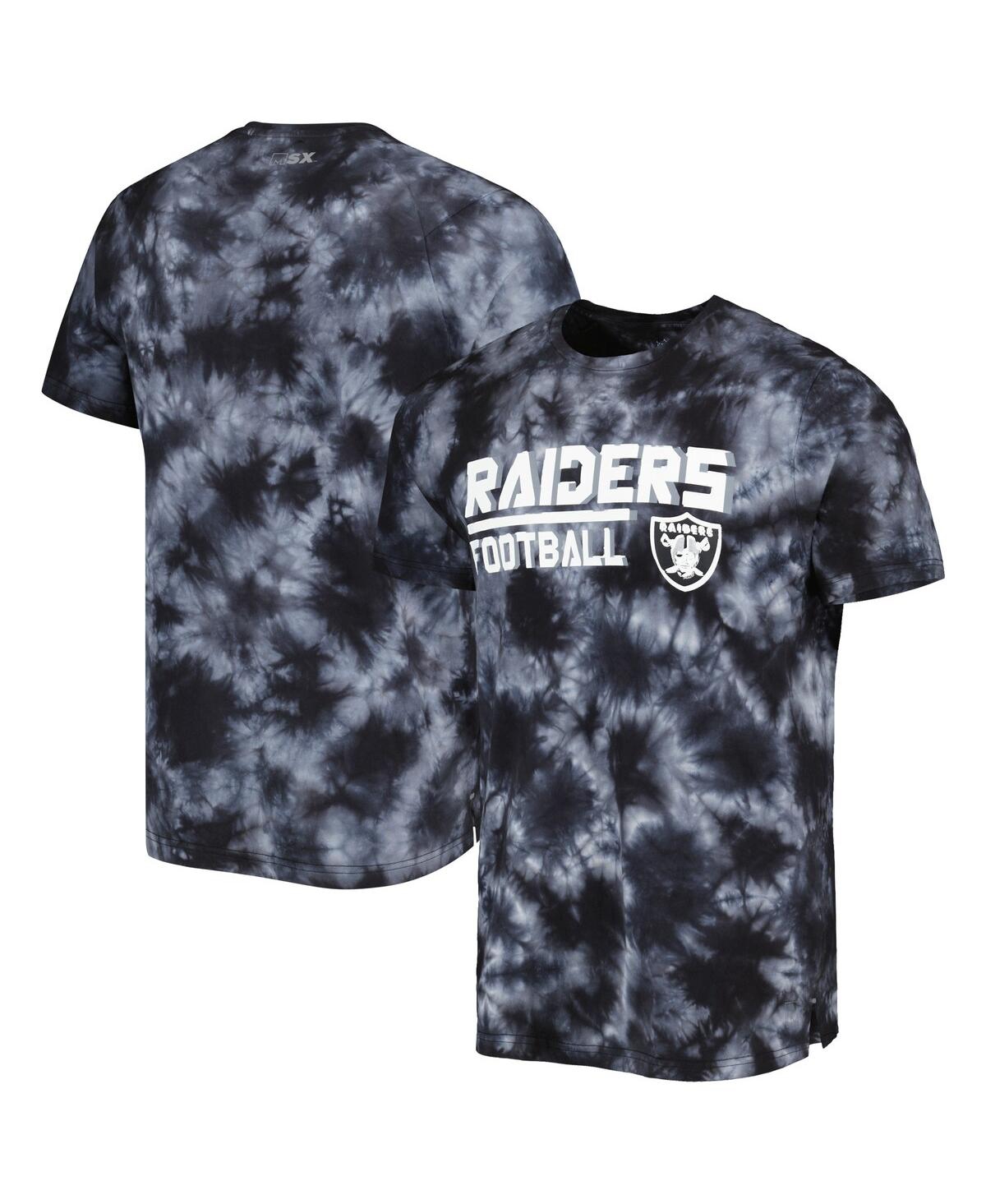 Shop Msx By Michael Strahan Men's  Black Las Vegas Raiders Recovery Tie-dye T-shirt