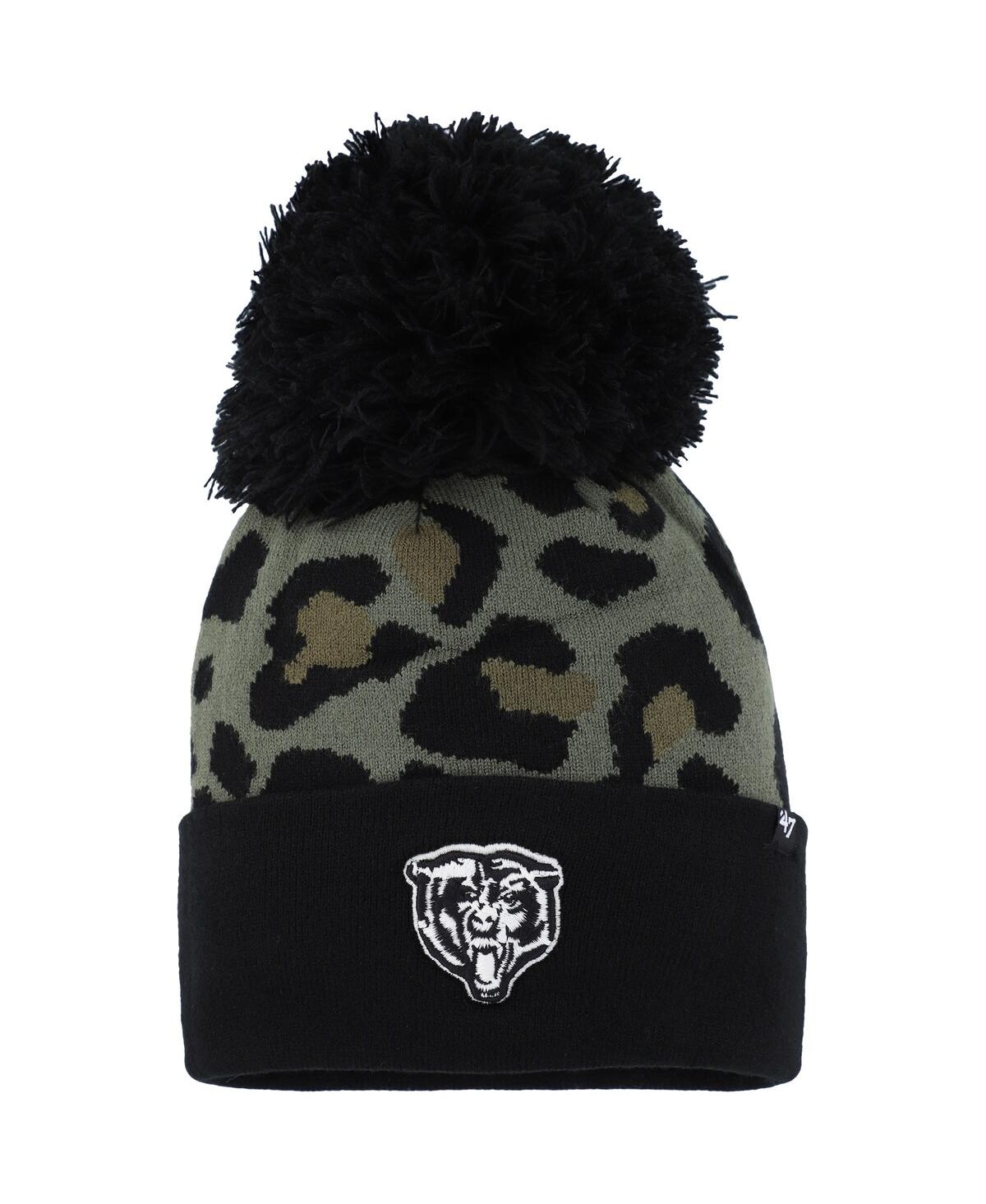 47 Brand Women's ' Green, Black Chicago Bears Bagheera Cuffed Knit Hat With Pom In Green,black