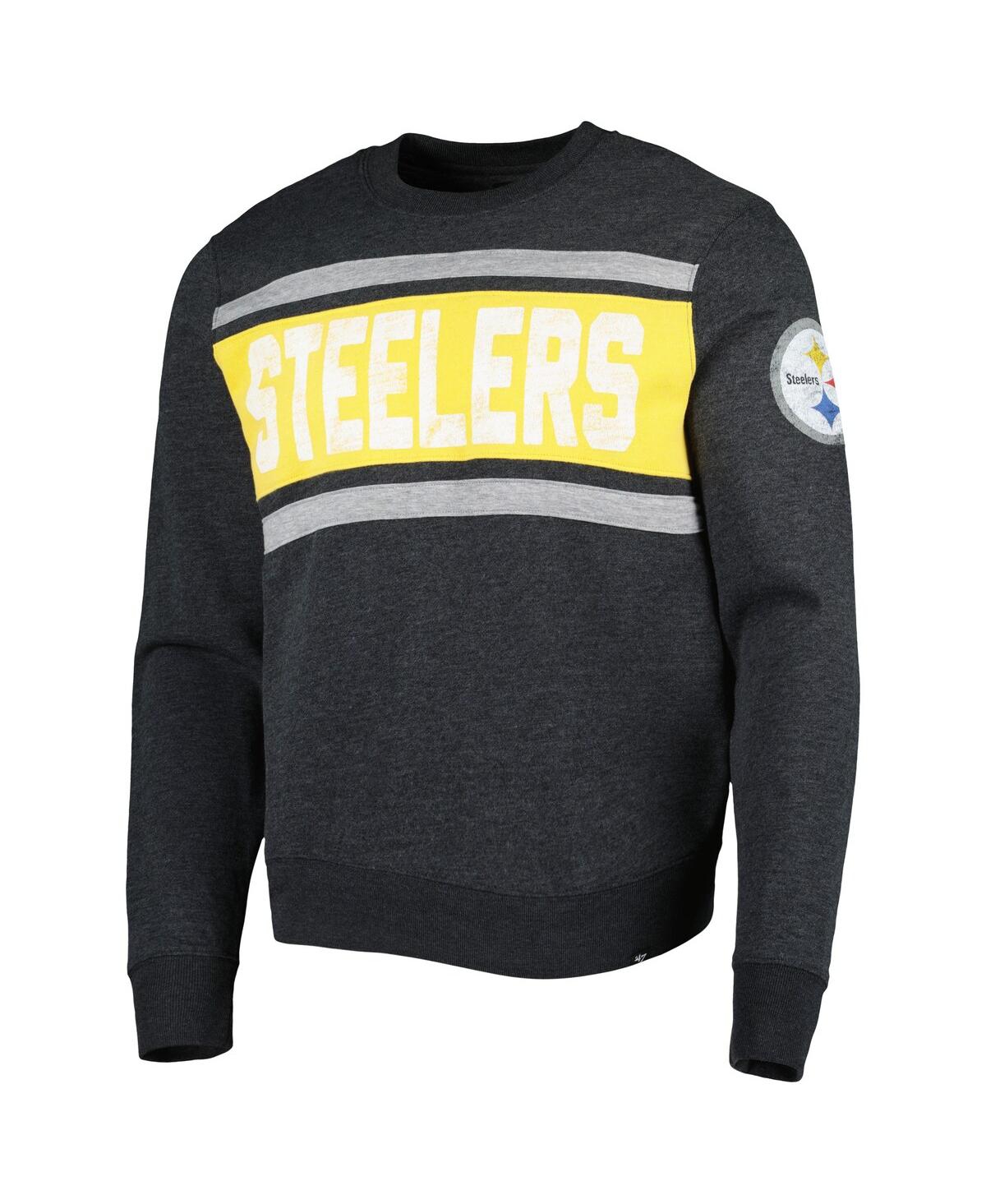 Shop 47 Brand Men's ' Heathered Black Pittsburgh Steelers Bypass Tribeca Pullover Sweatshirt