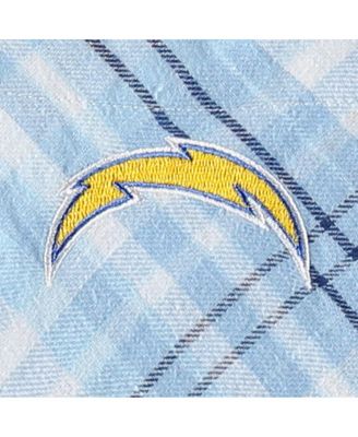 Women's Powder Blue, Navy Los Angeles Chargers Mainstay Flannel Full-Button Long Sleeve Nightshirt