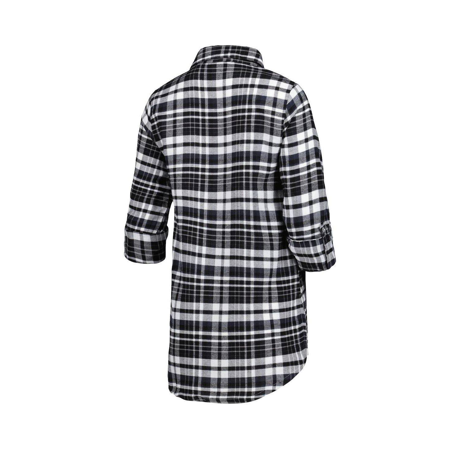 Women's Black, Silver Las Vegas Raiders Mainstay Flannel Full-Button Long Sleeve Nightshirt