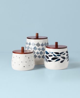 Blue Bay 3-Piece Kitchen Canister Set with Wood Lid