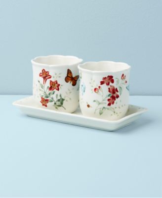 Lenox Butterfly Meadow 3-Piece Herb Pots Tray Set