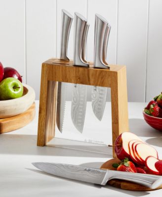 Damashiro Mizu Knife Block Oak Set, 7 Piece