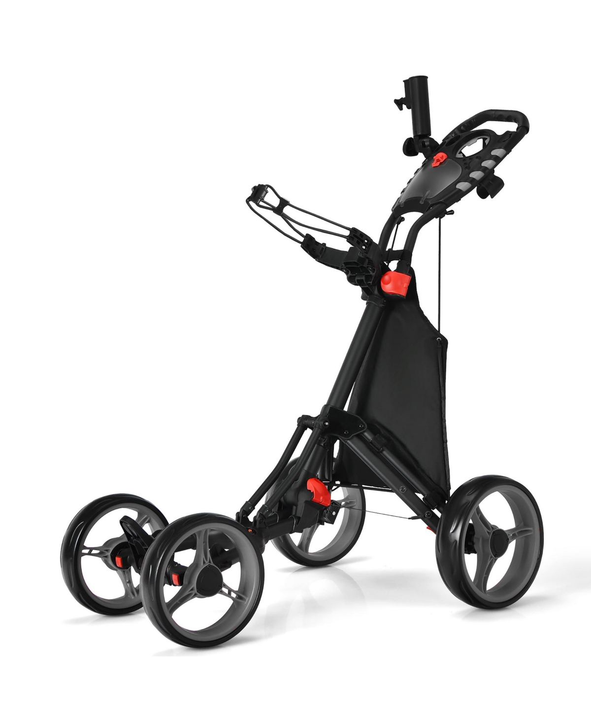 Folding 4 Wheels Golf Push Cart W/Bag Scoreboard Adjustable Handle - Grey
