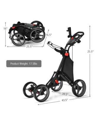 Folding 4 Wheels Golf Push Cart W/Bag Scoreboard Adjustable Handle