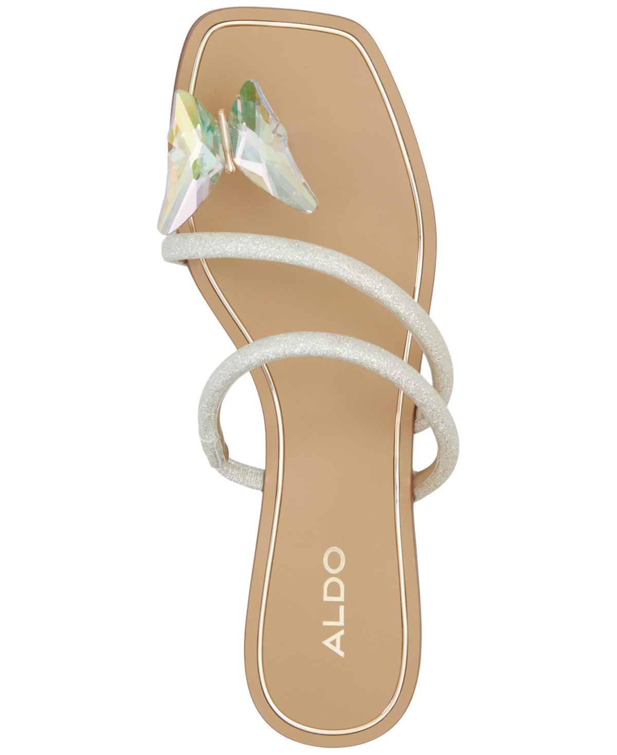 Shop Aldo Women's Garberia Butterfly Toe-post Flat Sandals In Metallic Multi Glitter