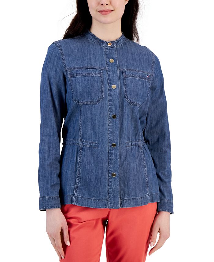 Tommy Hilfiger Women's Collarless Denim Jacket Macy's