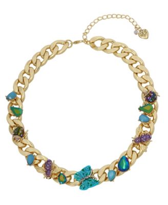 Betsey Johnson Faux Stone Butterfly Link Collar Necklace - Macy's