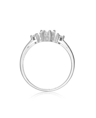 Sterling Silver Heart and Round Clear Cubic Zirconia's Three-Stone "I Love You" Ring