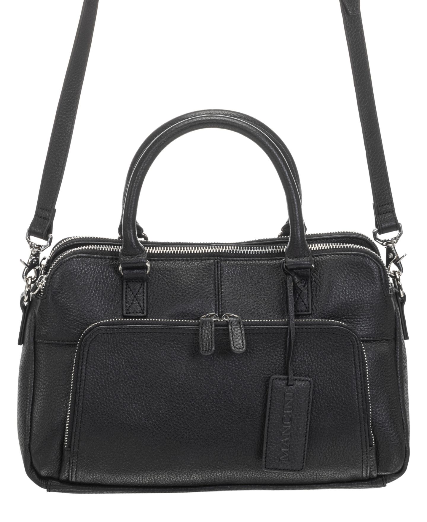 Женская сумка Mancini Jennifer Medium Pebbled Leather Crossbody Satchel, цвет: Чёрный — фото 1