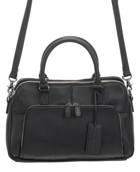 Женская сумка Mancini Jennifer Medium Pebbled Leather Crossbody Satchel, цвет: Чёрный
