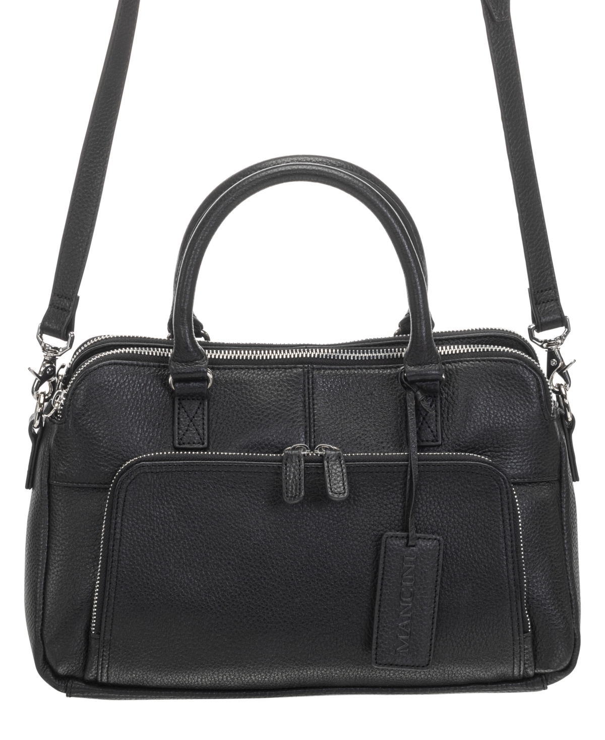Shop Mancini Women's Pebbled Jennifer Satchel Bag In Black