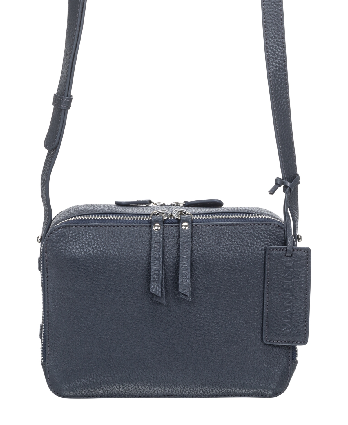 Mancini Women's Pebbled Rachel Camera Style Crossbody Handbag In Navy