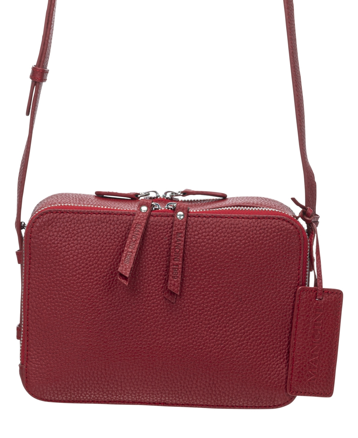 Mancini Women's Pebbled Rachel Camera Style Crossbody Handbag In Red
