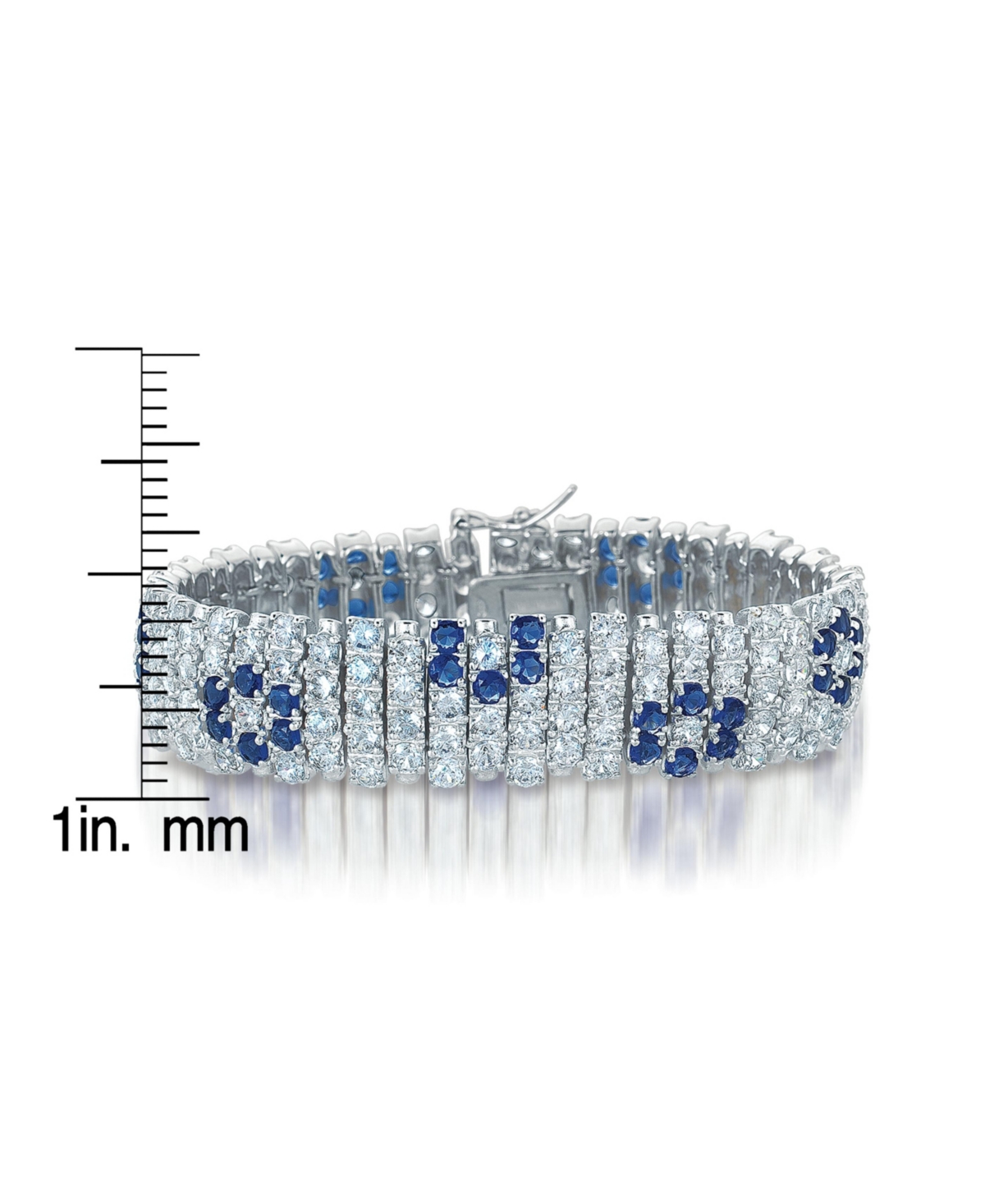 Genevive Elegant Wide Bracelet in Sterling Silver White Gold Plating with Cubic Zirconia