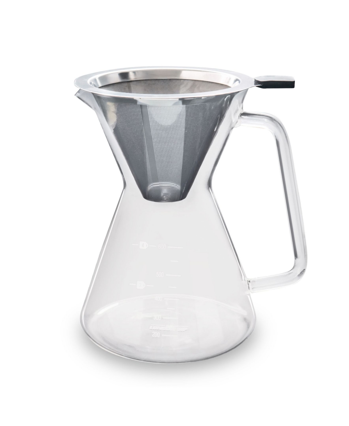 London Sip Glass Pour Over Carafe With Filter, 600ml In Silver