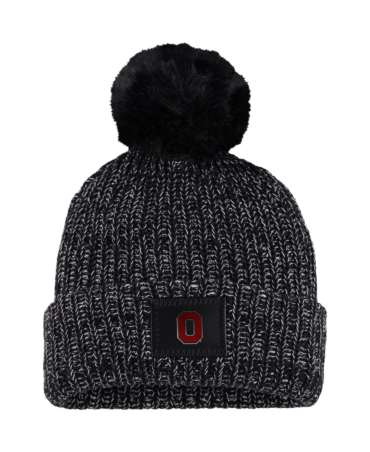 Love Your Melon Women's  Black Ohio State Buckeyes Cuffed Knit Hat With Pom