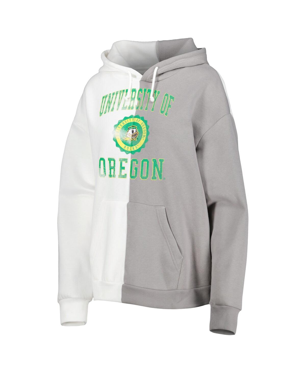 Shop Gameday Couture Women's  Gray, White Oregon Ducks Split Pullover Hoodie In Gray,white