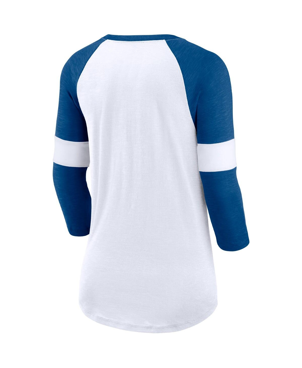 Nike Women's  Indianapolis Colts White, Heathered Royal Football Pride Slub 3/4 Raglan Sleeve T-shirt In White,heather Royal