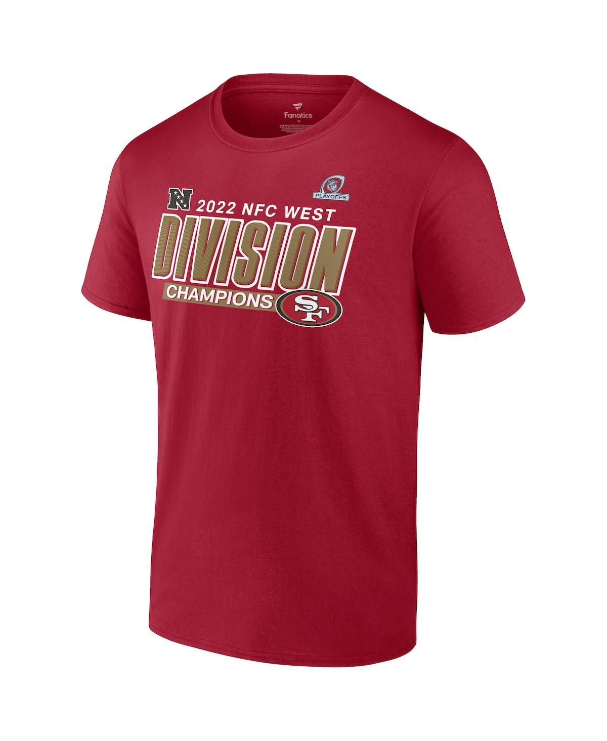 Men's Fanatics Branded Scarlet San Francisco 49ers 2022 NFC West Division Champions Divide & Conquer T-Shirt