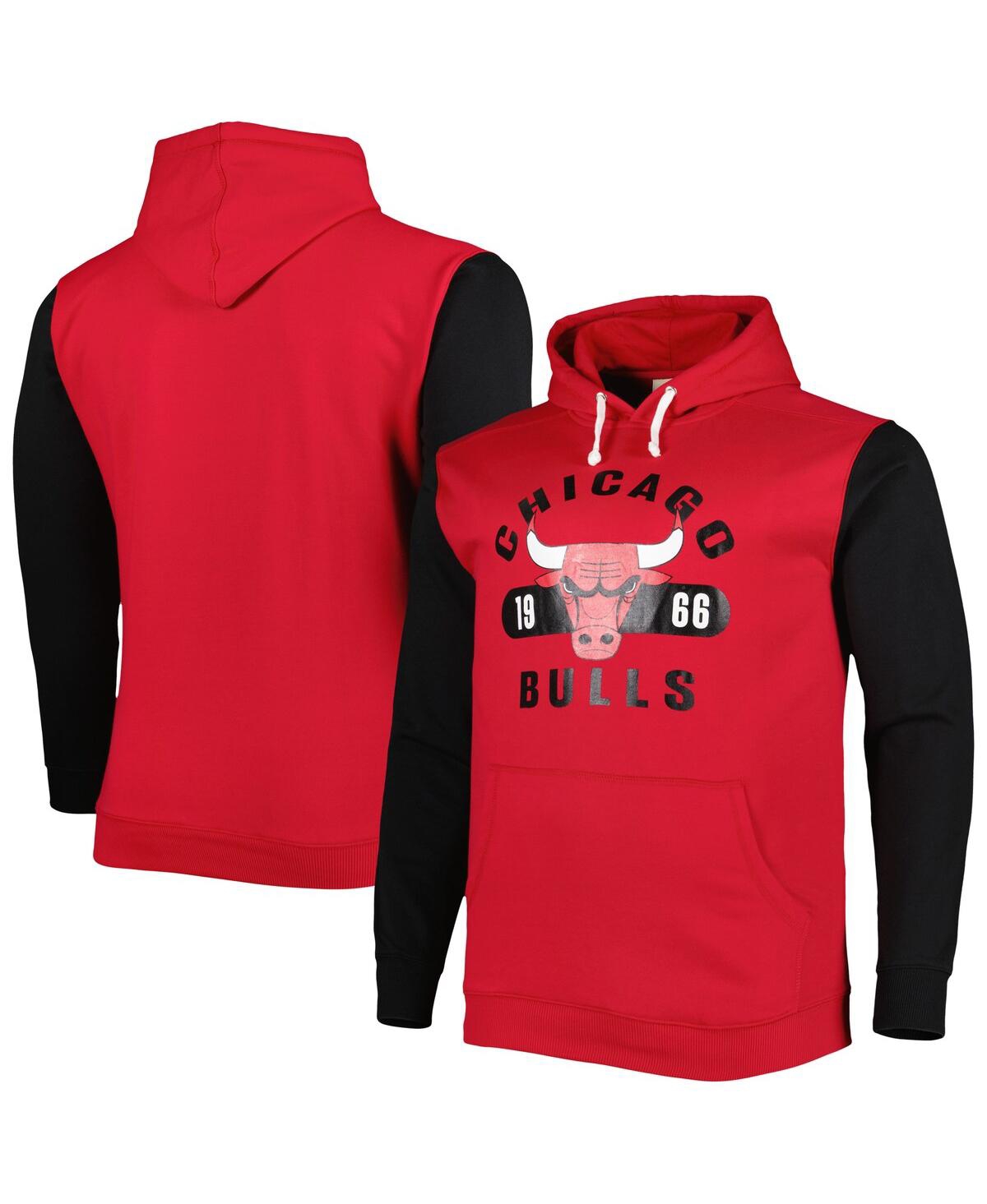 Fanatics Men's  Red, Black Chicago Bulls Big And Tall Bold Attack Pullover Hoodie In Red,black