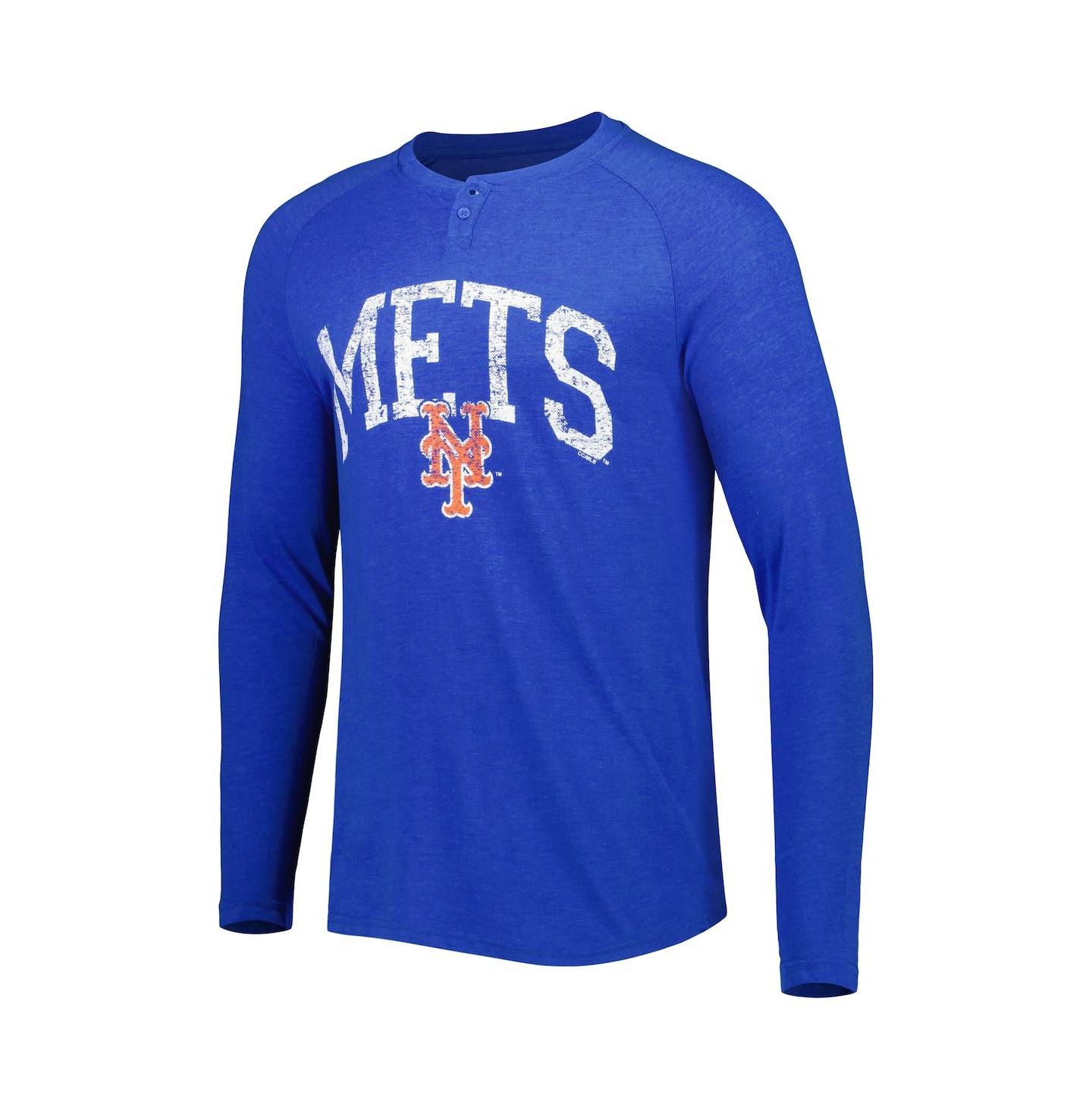 Мужская футболка Concepts Sport Royal New York Mets Inertia Raglan Long Sleeve Henley — фото 3
