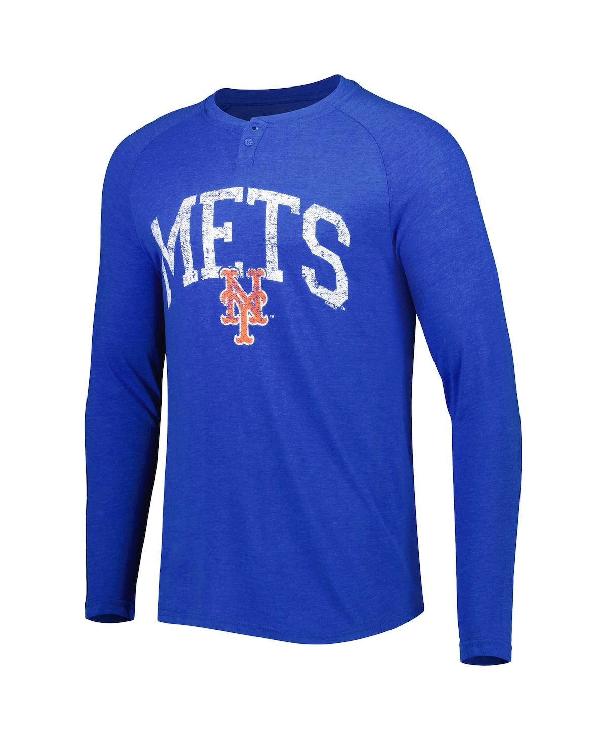 Shop Concepts Sport Men's  Royal New York Mets Inertia Raglan Long Sleeve Henley T-shirt